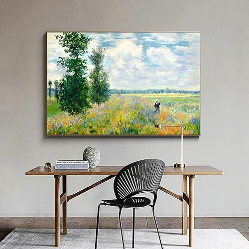Miniatura 4 de KWAY Claude Monet - Lienzo decorativo para pared, póster de prado con álamos, reproducción de pintura al óleo famosa sin marco, arte moderno