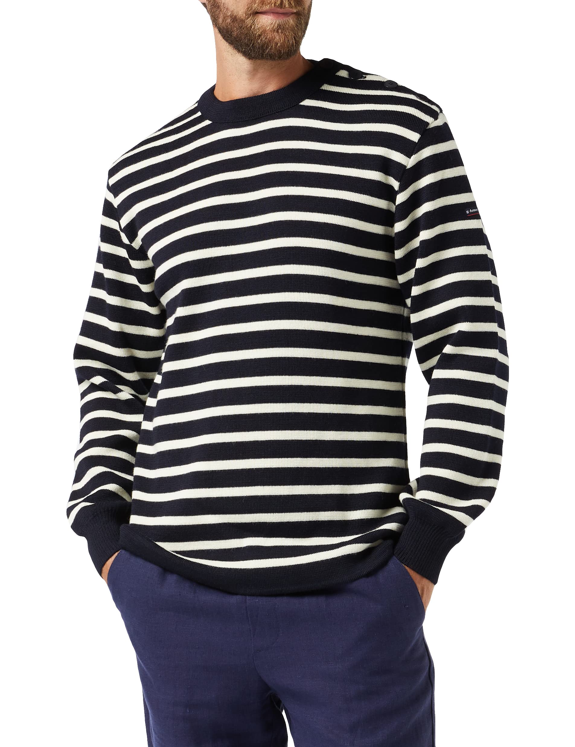 Armor Lux Men's Fouesnant Sweater, Rich Navy/Nature, T0