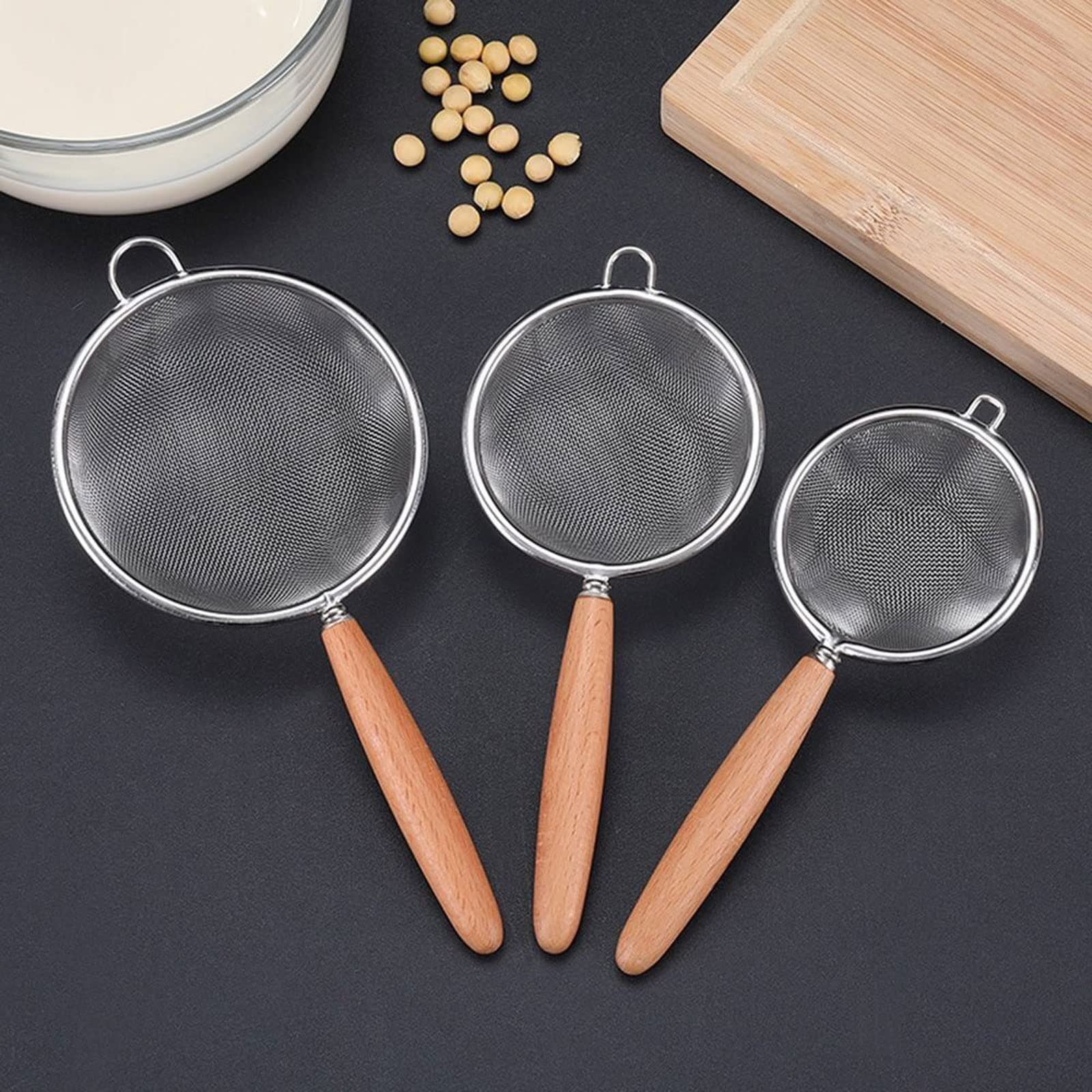 Colador Grande de Malla Fina de Acero Inoxidable para filtrar y tamizar en la Cocina