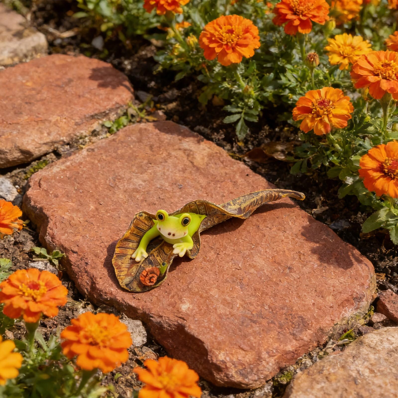 3 Stück Wetterfeste Gartenskulptur aus Kunstharz Frosch Gartenfigur mit Einzigartigem Künstlerischem Design und Einfacher Installation für Balkon und Schreibtisch