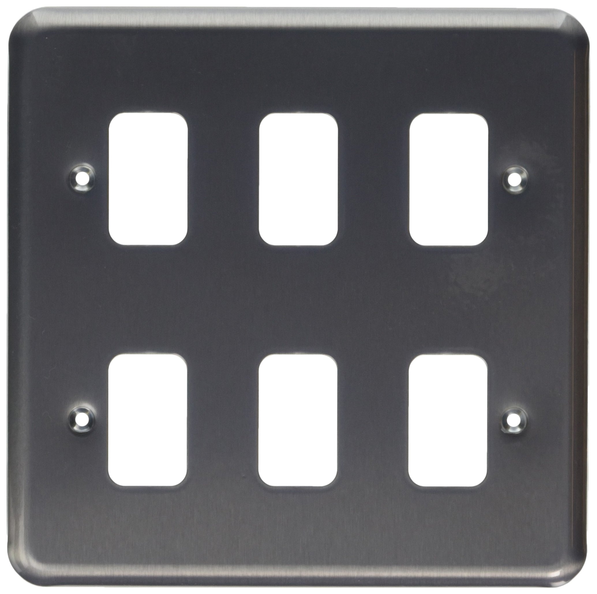 Mk Gold Grid Plus K3436brc 6-Module Grid Frontplate - Brushed Chrome