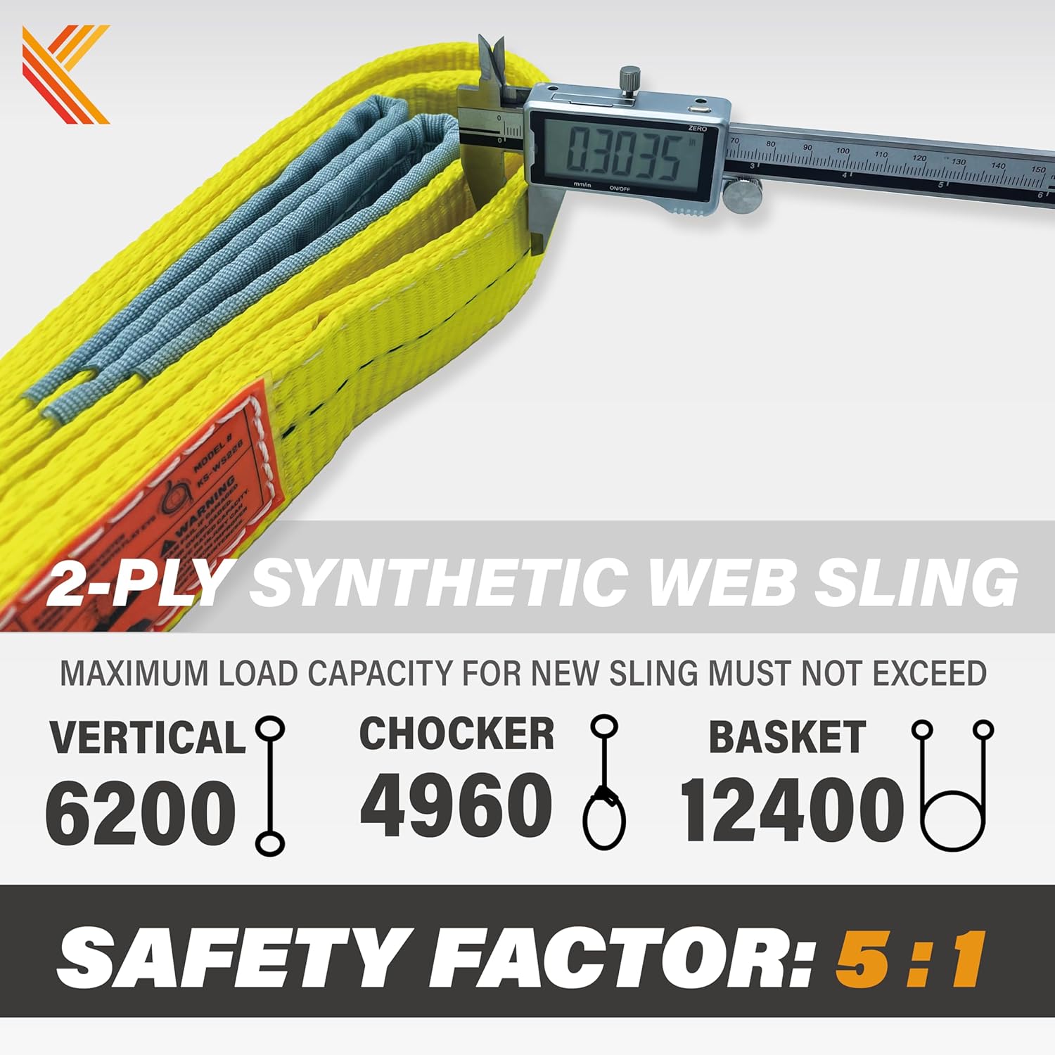 2-Ply Lifting Straps 2”x 20 ft Webbing Sling Tree Saver 2Pack Heavy Duty Web Strap Rigging Moving Towing Hoisting Gear KODIAK STRAPS - Image 2