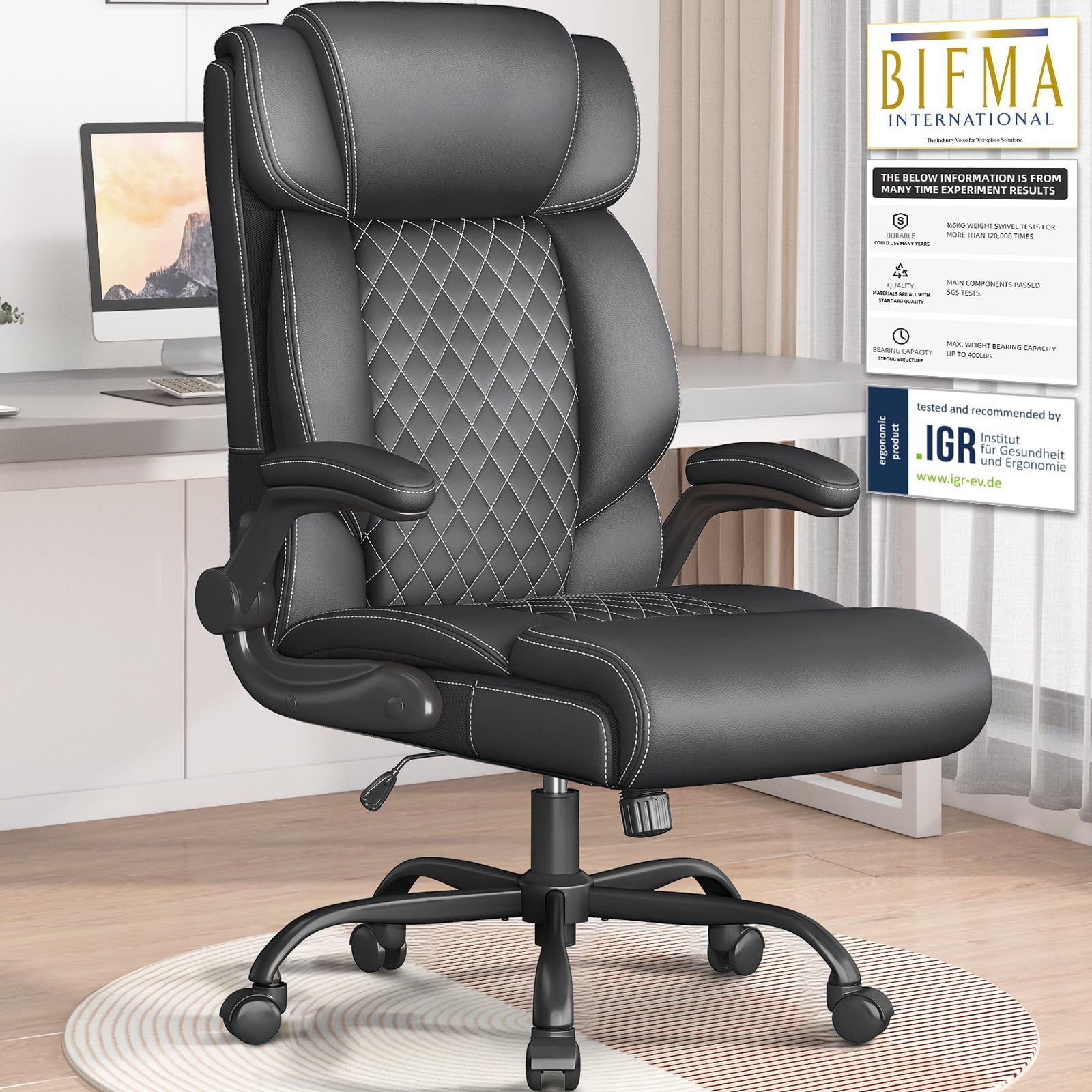 Office Chair, Executive High Back Big and Tall Office Chair, Black
