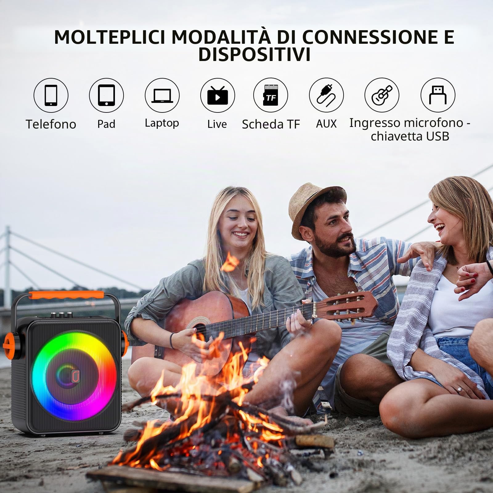 JYX Karaoke con 2 Microfono Wireless per Adulti, 120W Altoparlante Karaoke Portatile Bluetooth 5.3, Sistema PA con Regolazione Eco, Supporta TWS/TF Card/USB/AUX/Live, Canta Tu Karaoke 2026