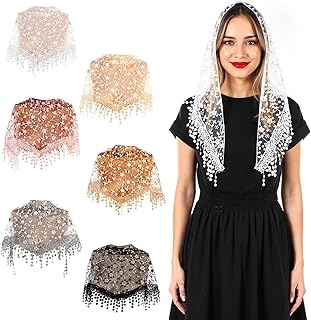 6 Pcs Catholic Veils for Women Mass, Chapel Veils Catholic Mass Lace Triangle Mantilla