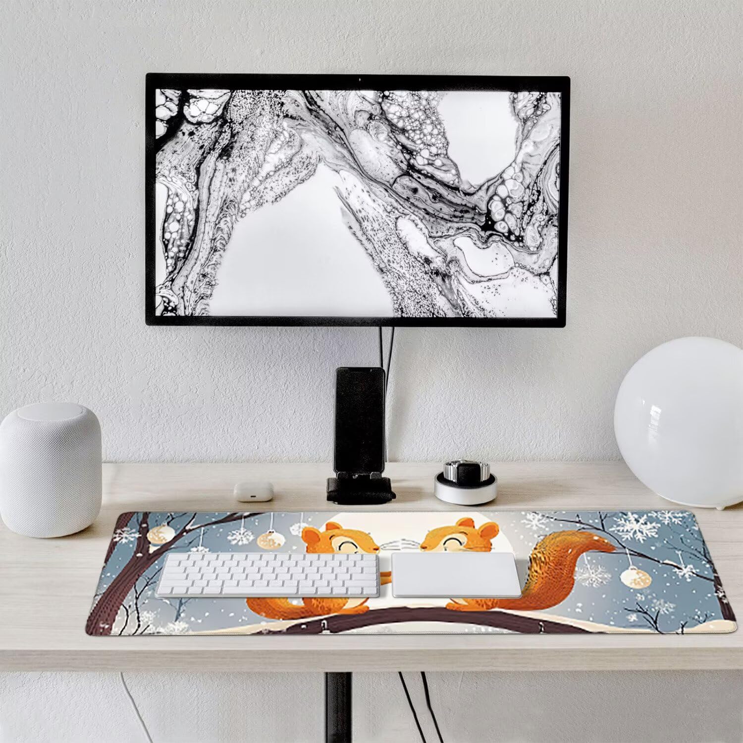 Podkładka pod mysz dla graczy, XXL, 1400 x 600 mm, wodoodporna i antypoślizgowa, duża podkładka na stół do biura i domu, poprawia precyzję i prędkość, akcesoria gamingowe (wiewiórka) V-761