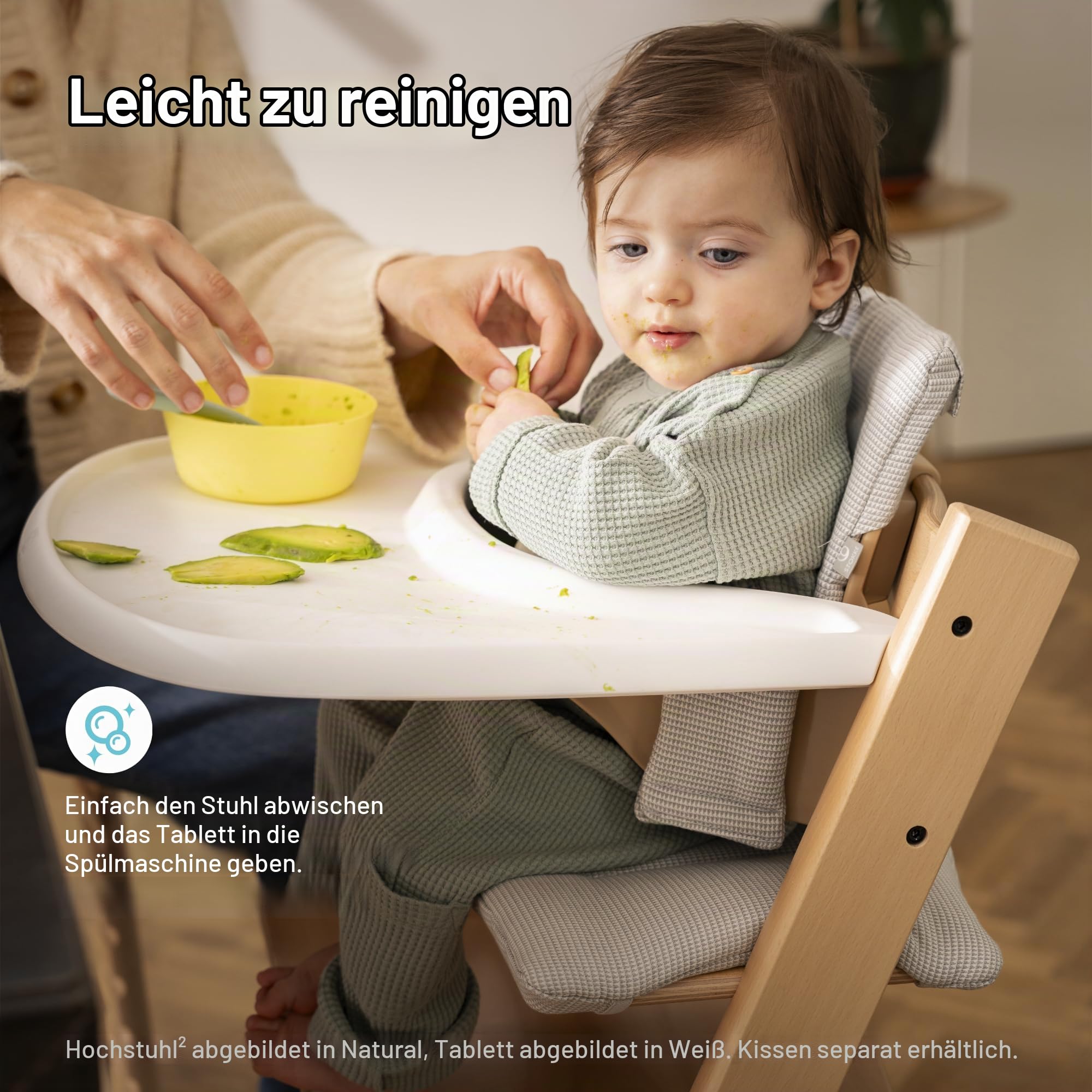 Stokke Tripp Trapp Hochstuhl (Vanilla White) mit Stokke Tray (Vanilla White) - ein verstellbares, ergonomisches und leicht zu reinigendes Babyset für Kinder im Alter von 6-36 Monaten