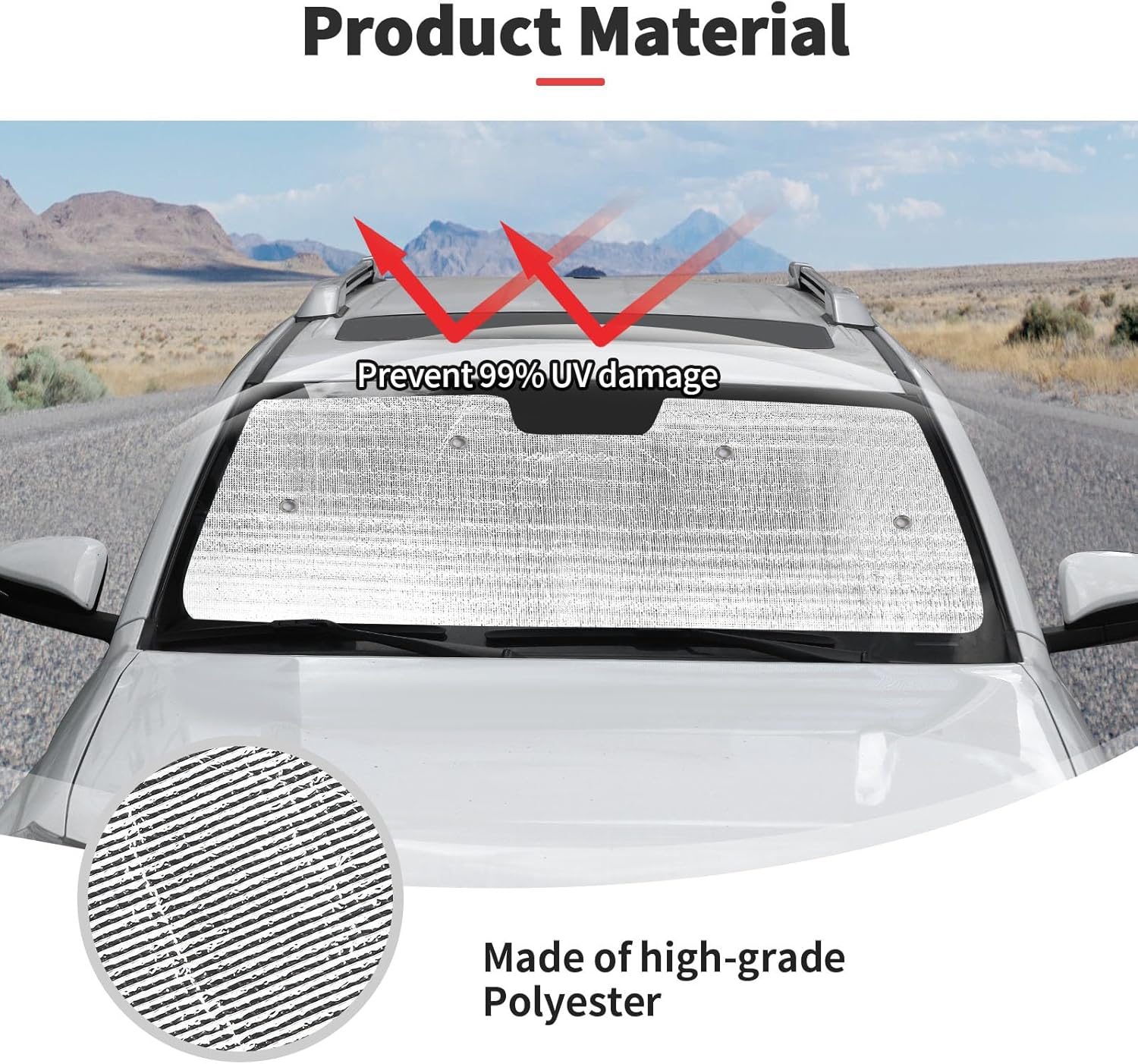 JWWY 4Runner Window Sun Shades Windshield Sunshade Heat Shield UV Protection Shade Sun Visor Blocker Foldable Windshield Sunshade Cover Kit Fit for 2010-2023 Toyota 4Runner Accessories Silver 8PCS