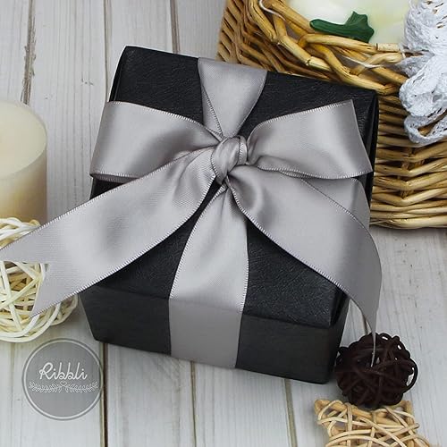 Miniatura 442 de Ribbli - Cinta de satén roja de doble cara, 1 pulgada x 25 yardas, uso para ramo de lazos, envoltura de regalo de Navidad, arreglo floral Rojo