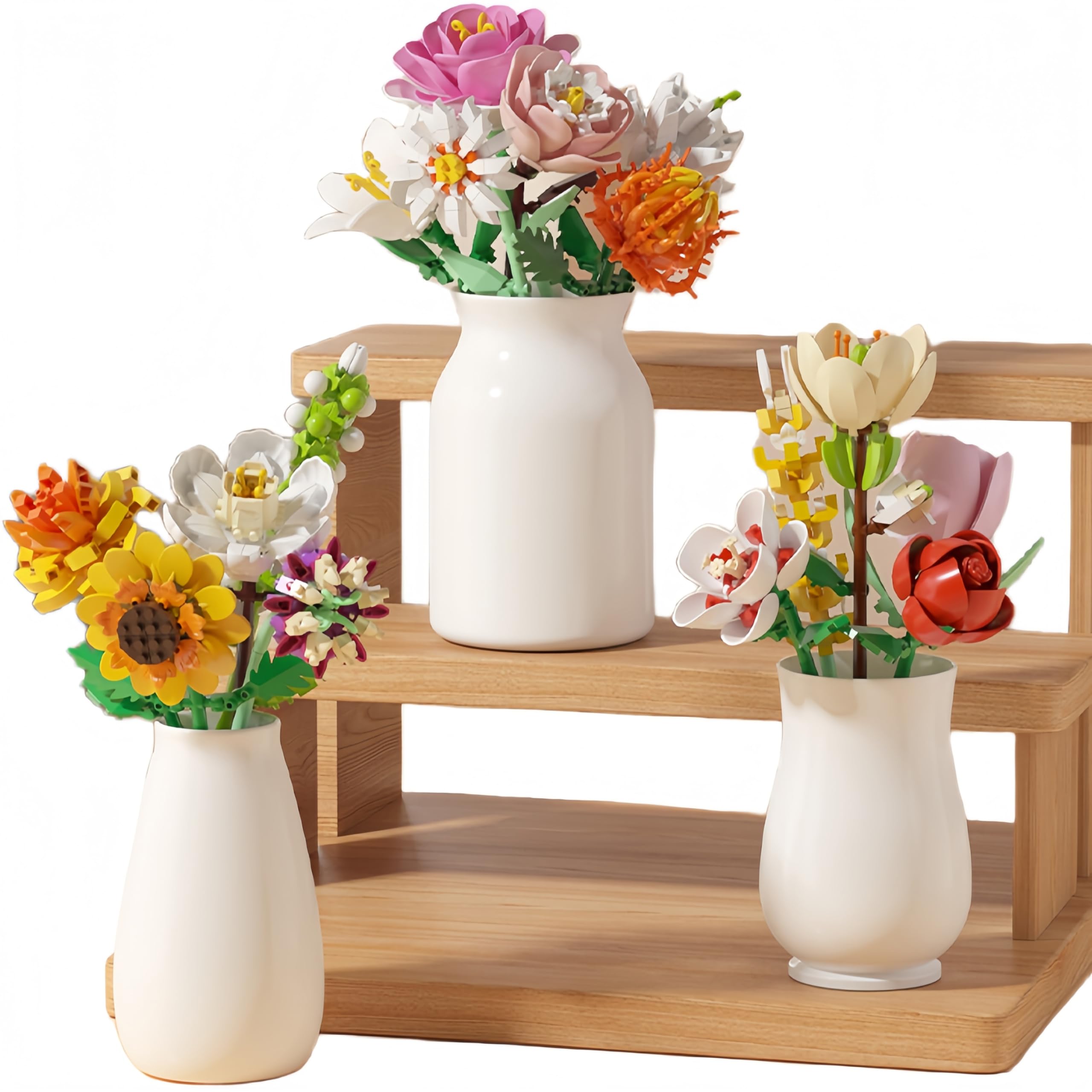 Mini Building Blocks Flower Set for Adults – 16 Botanical Flowers