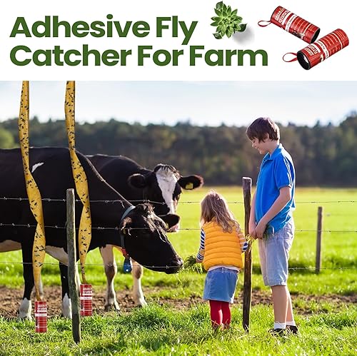 Miniatura 32 de Qualirey Paquete de 160 tiras adhesivas para moscas para interiores y exteriores, cinta de papel para colgar moscas, trampa para insectos voladores