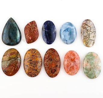 250+ cts Cabochon Mix Gemstone Flat Back Crystals, Wholesale Stone, Bulk Gemstone, Cabochon Crystals, Polished Stones, Jewelry Making Supply, DIY Stone, AA+ (4 Pcs) (20-30MM)