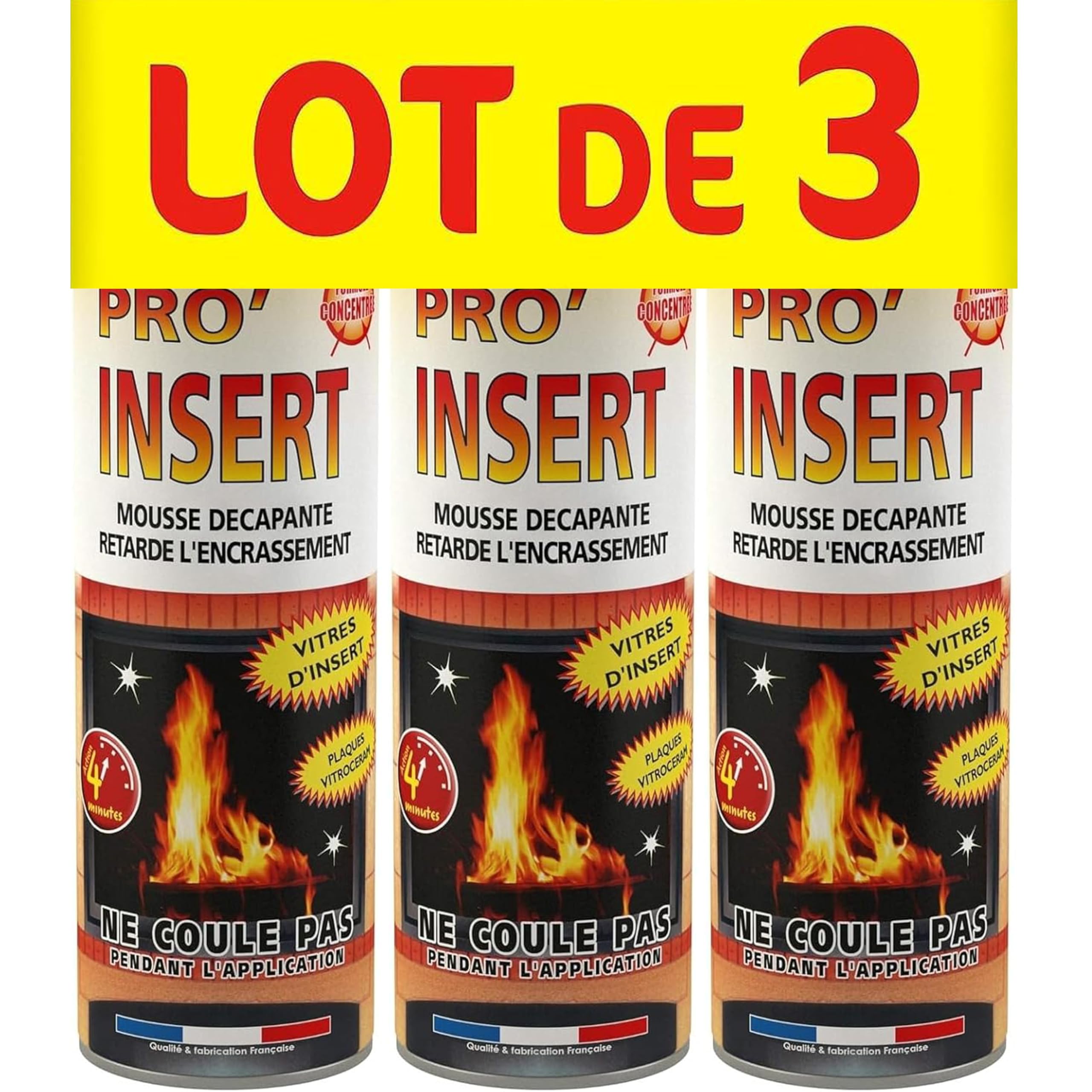 Fulgator - PRO INSERT - Mousse décapante Vitres inserts - Lot de 3 x 500 ML - Fabriqué en France