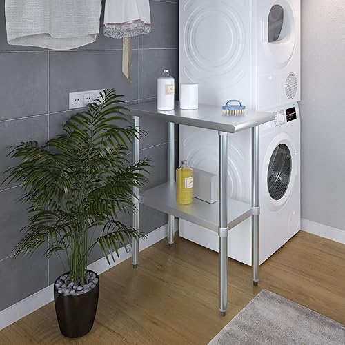 Vista 236 de AmGood Mesa de trabajo de acero inoxidable de 18 pulgadas x 36 pulgadas Mesa de preparación de alimentos de cocina de metal NSF