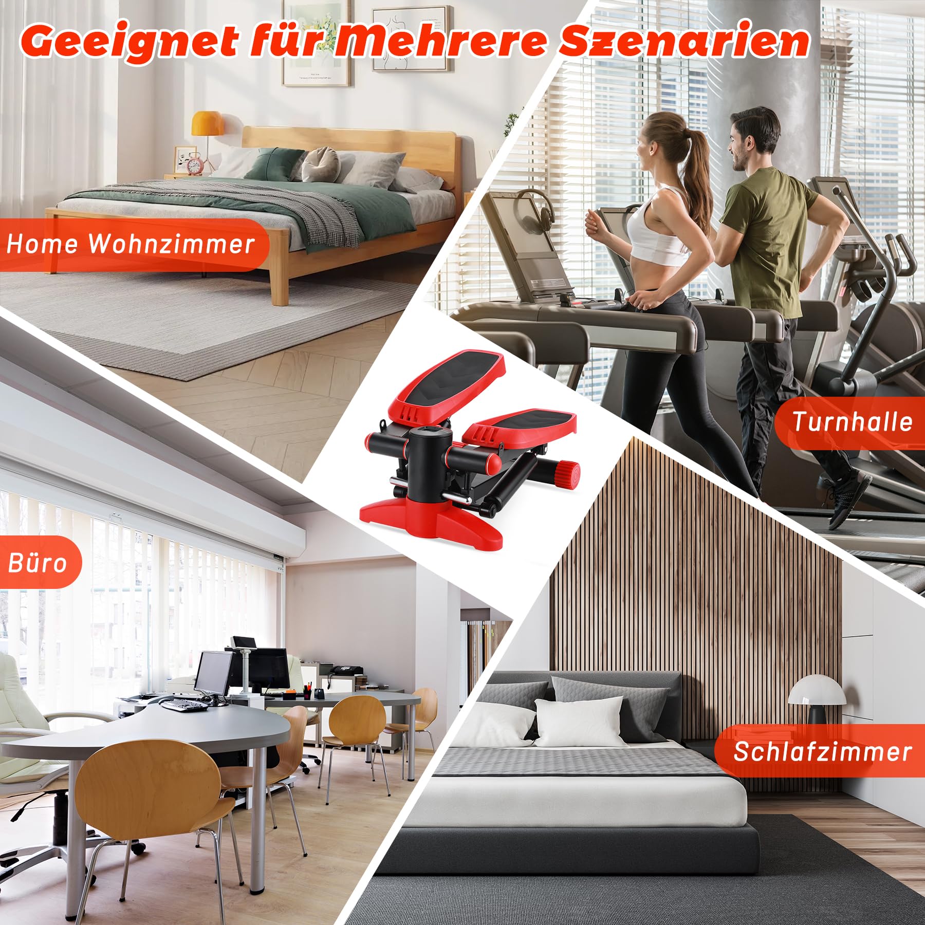 Mini stepper, Step Fitness casa e Stair Climber per scale con display LCD multifunzione per allenamento domestico, fasce di resistenza aerobica stepper Massimo 150 kg