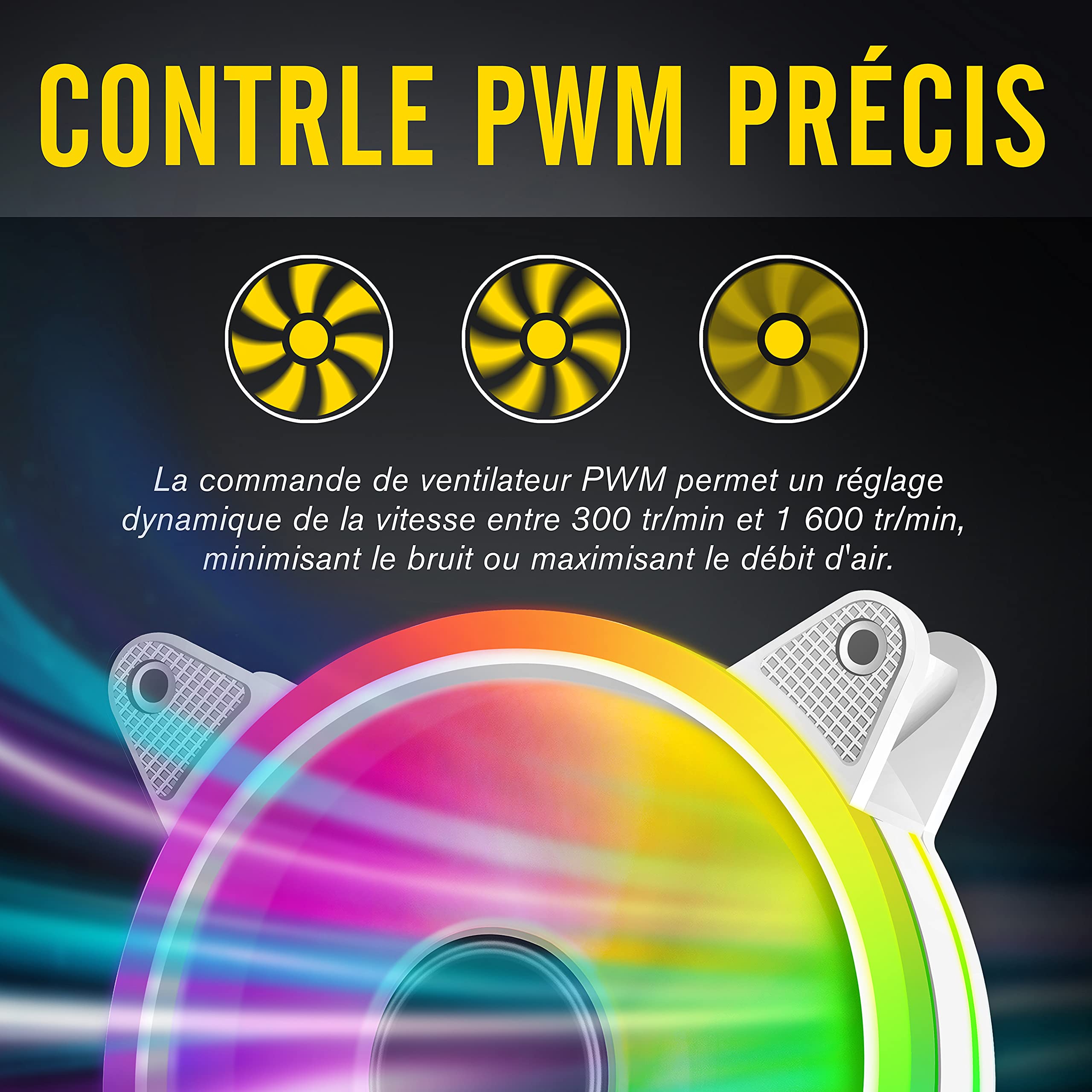 EZDIY-FAB Bianco Moonlight Ventilatore per alloggiamento PWM RGB 120 mm con mozzo ventola PWM RGB, sincronizzazione scheda madre 5 V, ventola per computer ARGB-5 Pack