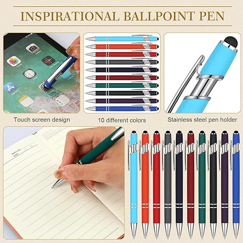 Miniatura 5 de Yeaqee Juego de 20 bolígrafos con cita motivacional, bloc de notas inspiradoras, cuaderno y bolígrafo, pequeño diario motivacional con bolígrafo