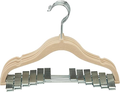 Simplify Paquete de 6 perchas de terciopelo para niños, duraderas, ligeras, antideslizantes, para guardería, camisa, pantalones, camiseta sin