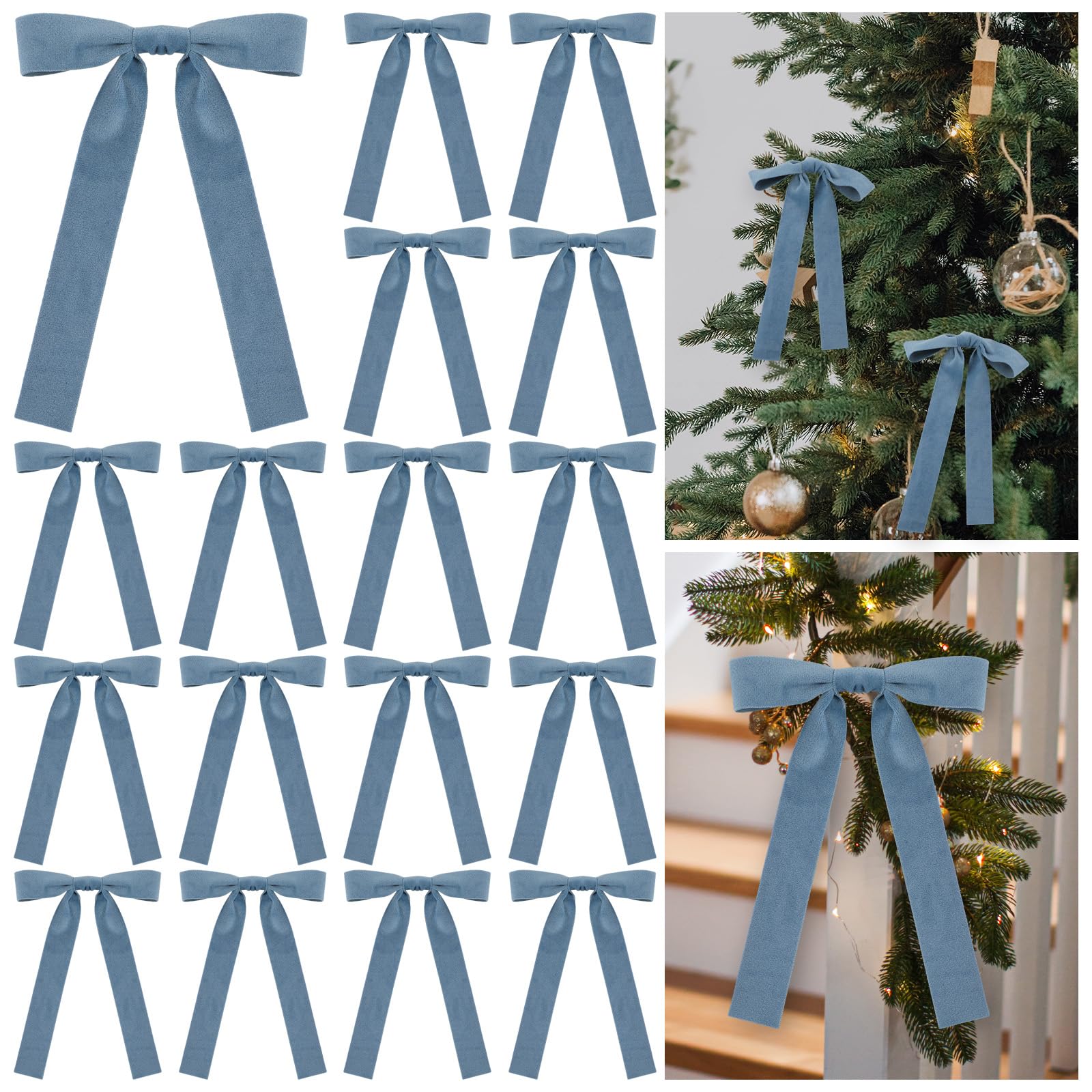 24 Pcs Velvet Bows for Christmas Tree Vintage Rustic Velvet Christmas Ornaments Bows for Door Garland Wreath Decoration