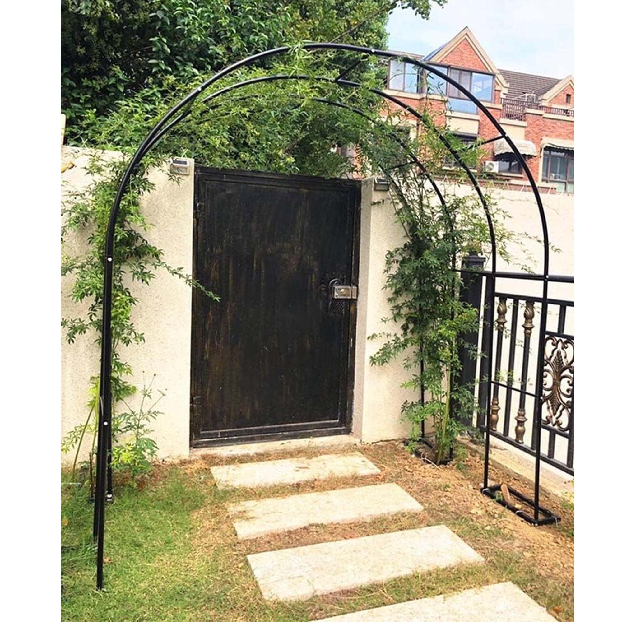 Wytrzymała metalowa podpora do altanki ogrodowej, odporna na warunki atmosferyczne, metalowa kratka do dekoracji ślubnych, pnączy i imprez (czarna, szer. 350 cm x wys. 220 cm)