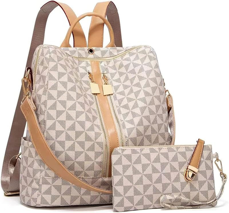 Mochilas femininas moda bolsa de couro PU design multiuso bolsa conversível mochila de viagem bolsa e bolsa 2 peças em oferta na Shopee