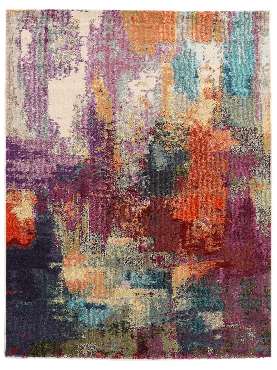 RugVista Aruba Tapis, 200 x 250 cm, Mauve/Multi | Rectangulaire, Poil moyen, Nettoyage à sec seulement, Oeko-Tex 100, Salle de séjour, Salle à manger, Chambre, Cuisine
