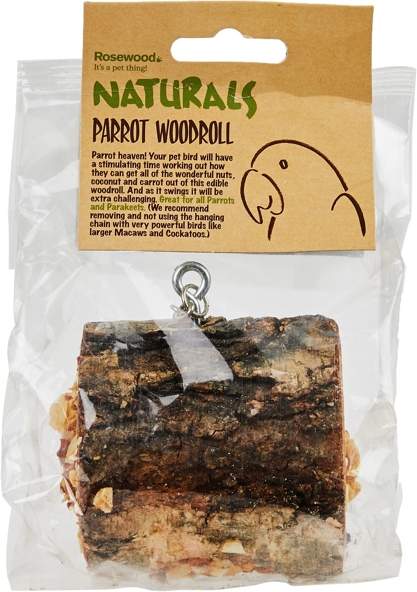 Rosewood Naturals Bird Parrot Woodroll, transparent