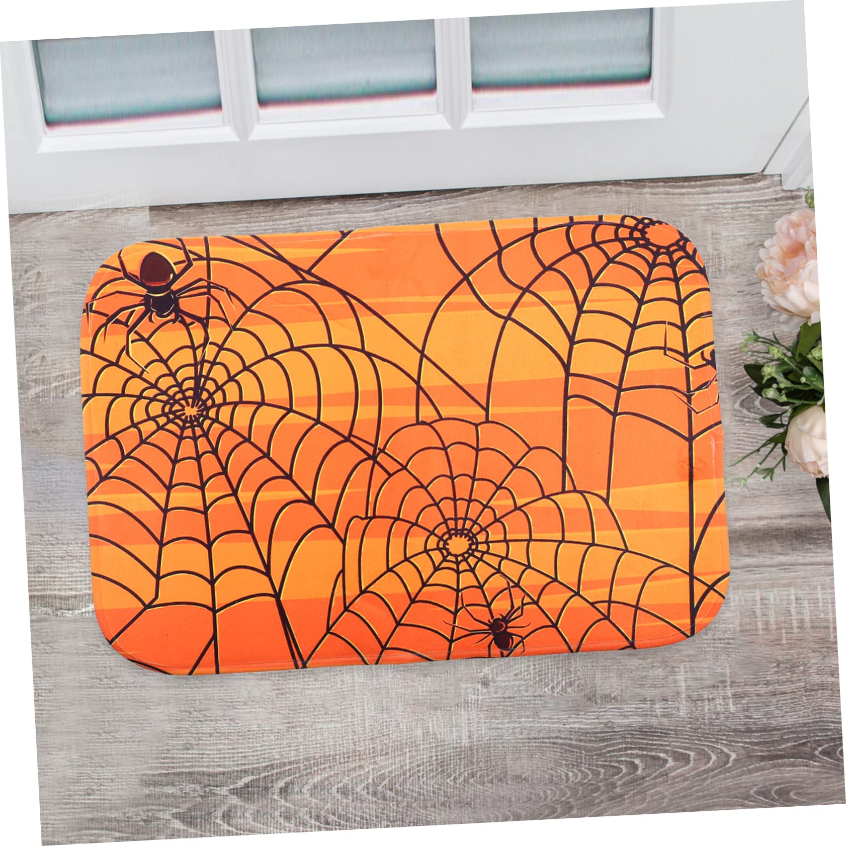 HANABASS 4pezzi Tappetino Antiscivolo Per Halloween Con Design Ragnatela Decorativo Per Entrate e Cucine Per Festeggiamenti e Decorazioni Festive