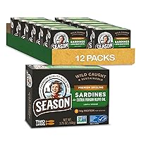 Vista 1 de Season Brisling Sardines in Extra Virgin Olive Oil - Wild Caught, 14g of Protein, Keto Snacks, More Omega 3's Than Tuna, Kosher, High in Calcium
