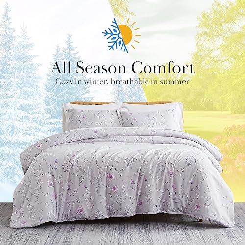 Miniatura 210 de Southshore Fine Living, Inc. Juego de edredón de 2 piezas, tamaño individual, juego de edredón floral con funda de almohada, pájaros y flores