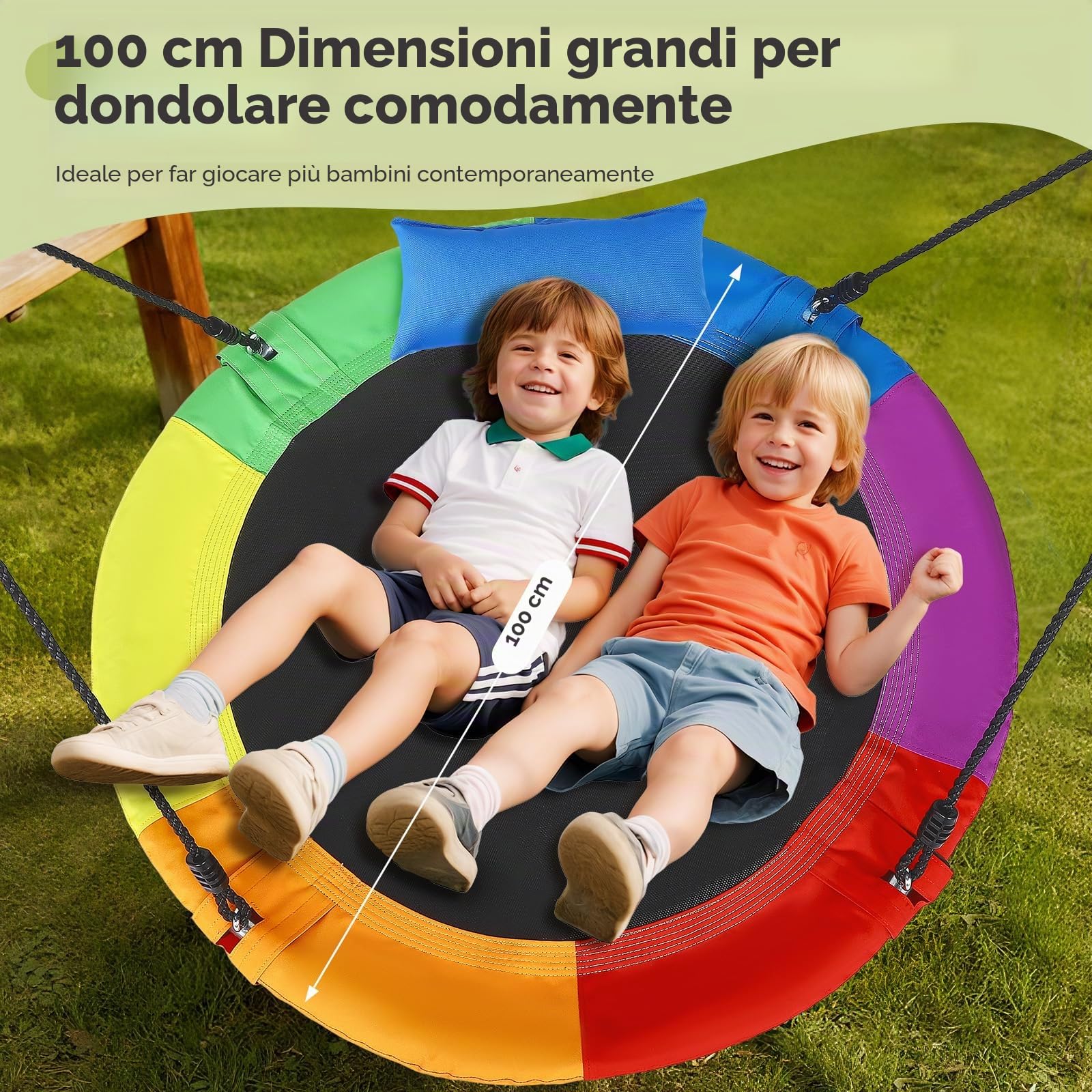 altalena circolare da 100 cm,altalena da albero con portata di 300 kg