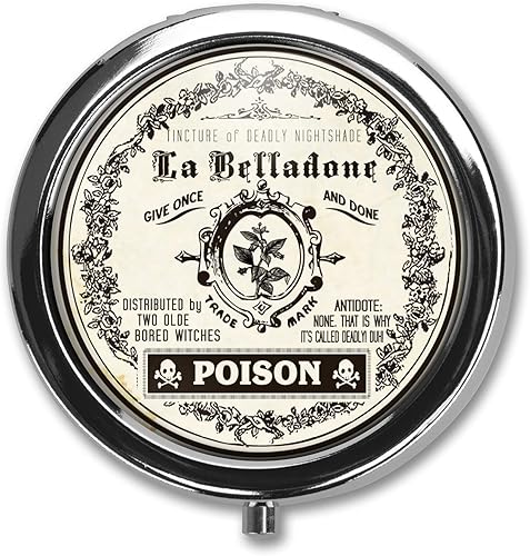 Pastillero venenoso, pastillero, caja de almacenamiento de baratijas, arsénico, estilo vintage, medicina, vitamina, organizador de píldoras, negro,