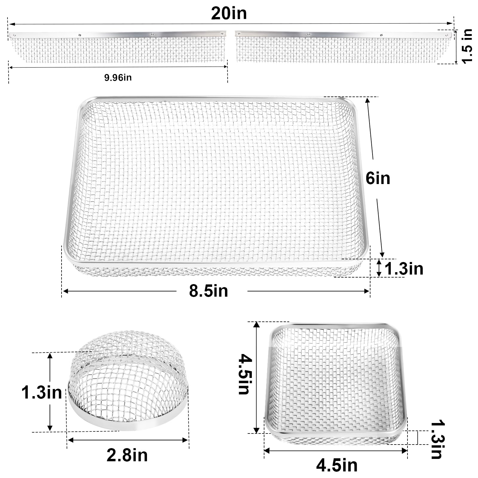 Osłona wentylacyjna do kampera chroni piece do kampera przed owadami, siatka ze stali nierdzewnej z narzędziem instalacyjnym 50 cm x 3,8 cm i 2,8 cala x 1,3 cala i 21,6 cm x 15,2 cm x 3,3 cm i 4,5
