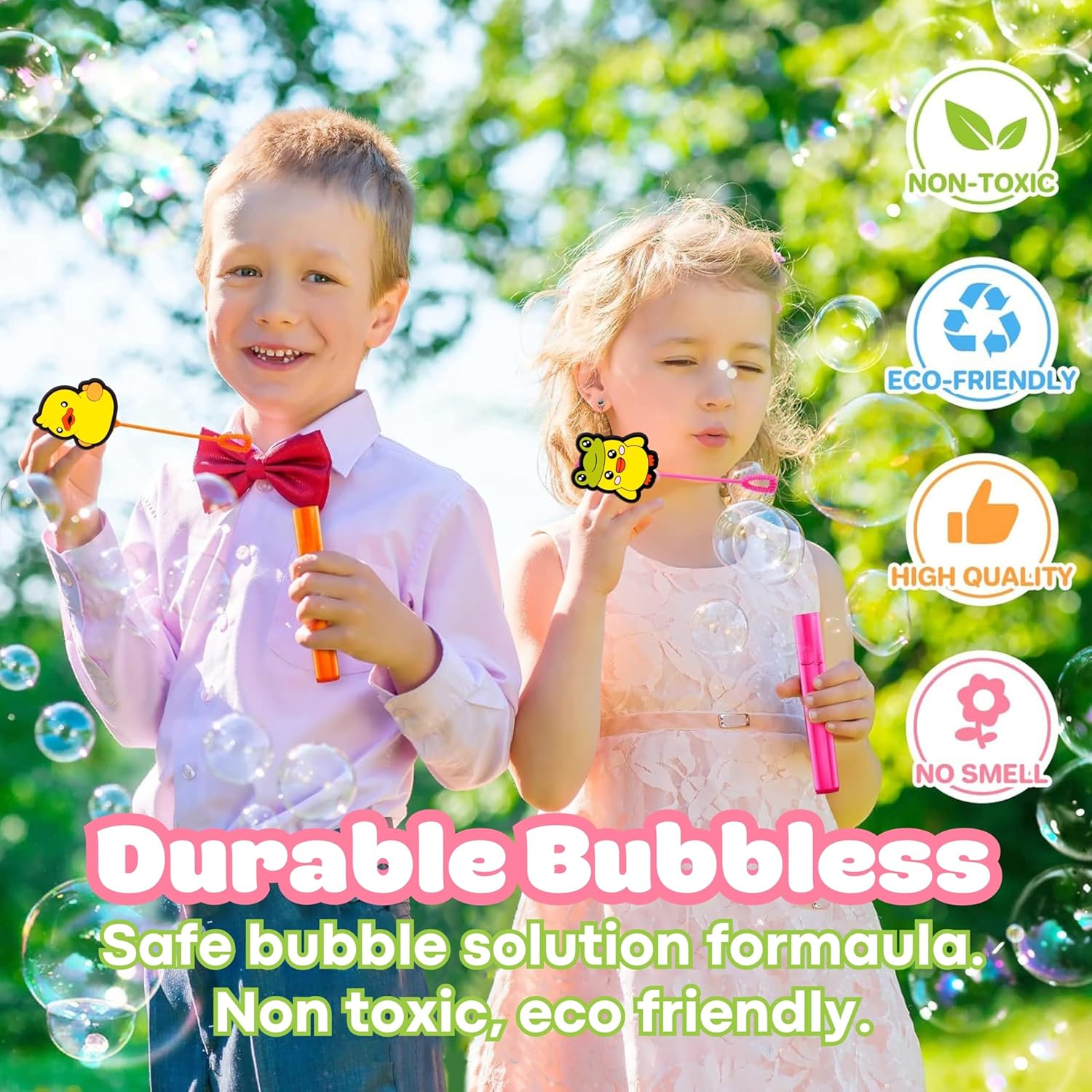 Duck Party Favors for Kids – 24PCS Cute Yellow Duck Bubble Wands, Great for Birthday Supplies, Pinata Fillers, Goodie Bags & Classroom Rewards