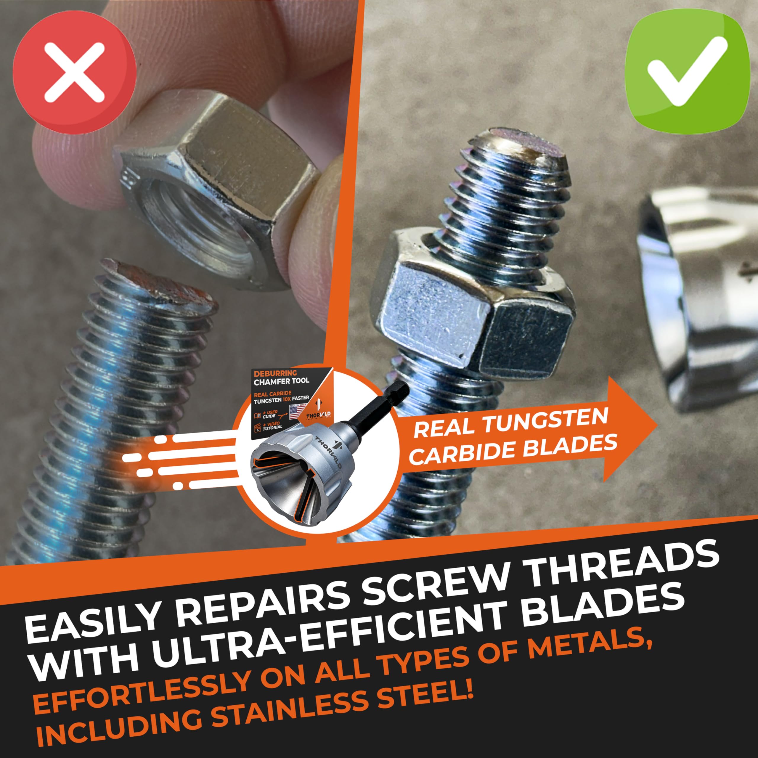 Thorvald Deburring Chamfer Tool - Repair Threads Fast -2