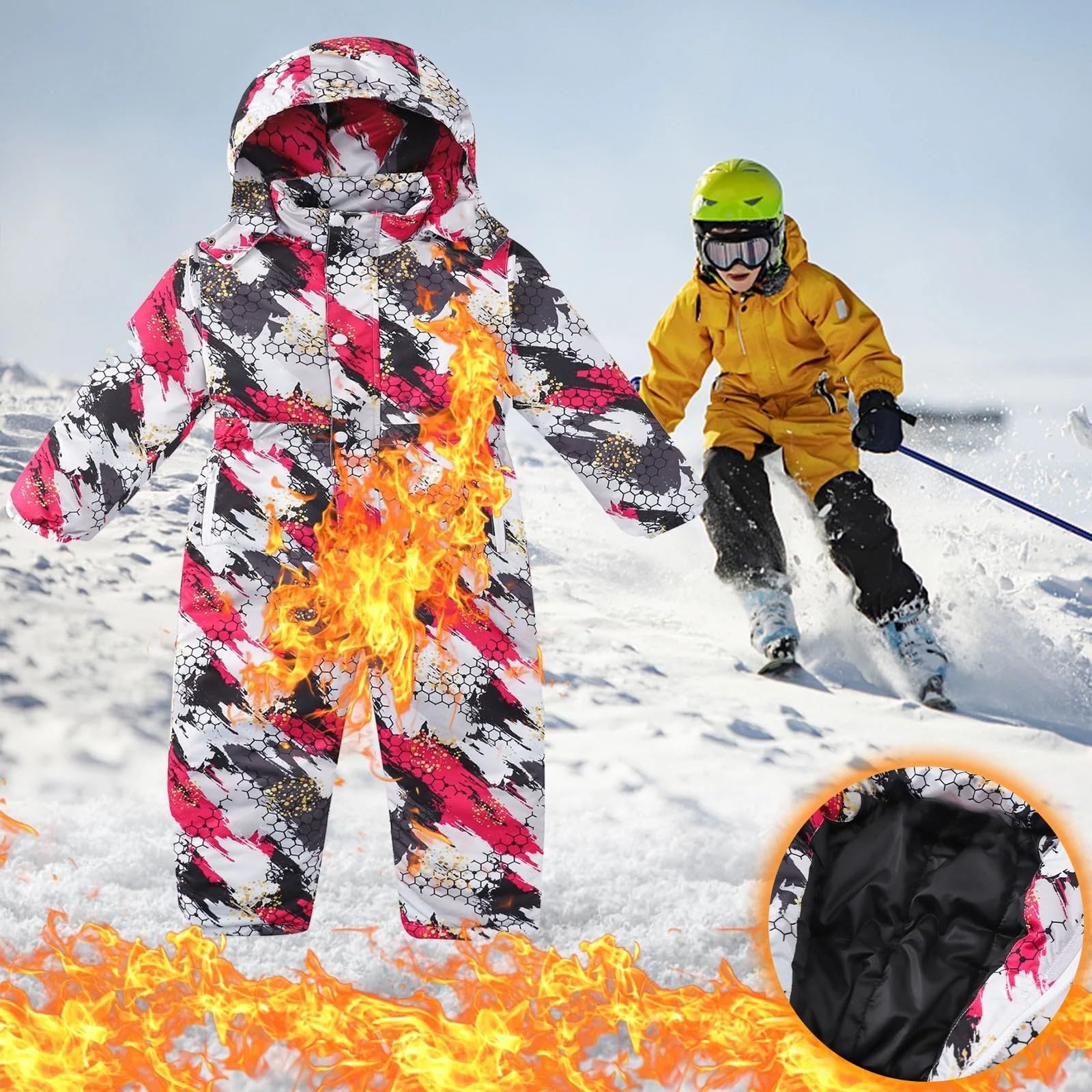 Kinder Regenanzug Wasserdicht Regen Overall Mädchen Regenjacke Regenponcho Einteilig Regenmantel mit Kapuze Cartoon Regenkleidung Schneehose für Mädchen