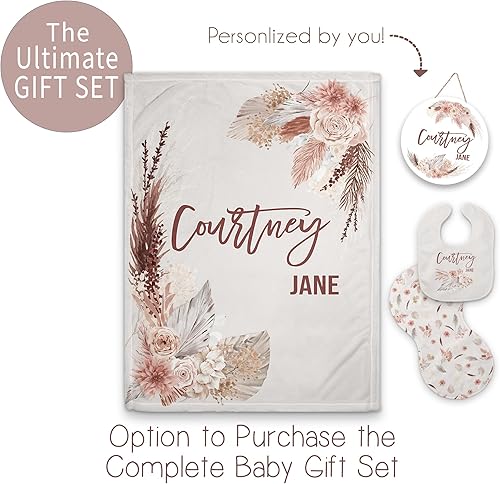 Miniatura 6 de Girls Love A Monogram - Manta de bebé personalizada con nombre y diseño floral bohemio para niñas, mantas de bebé personalizadas para niñas con