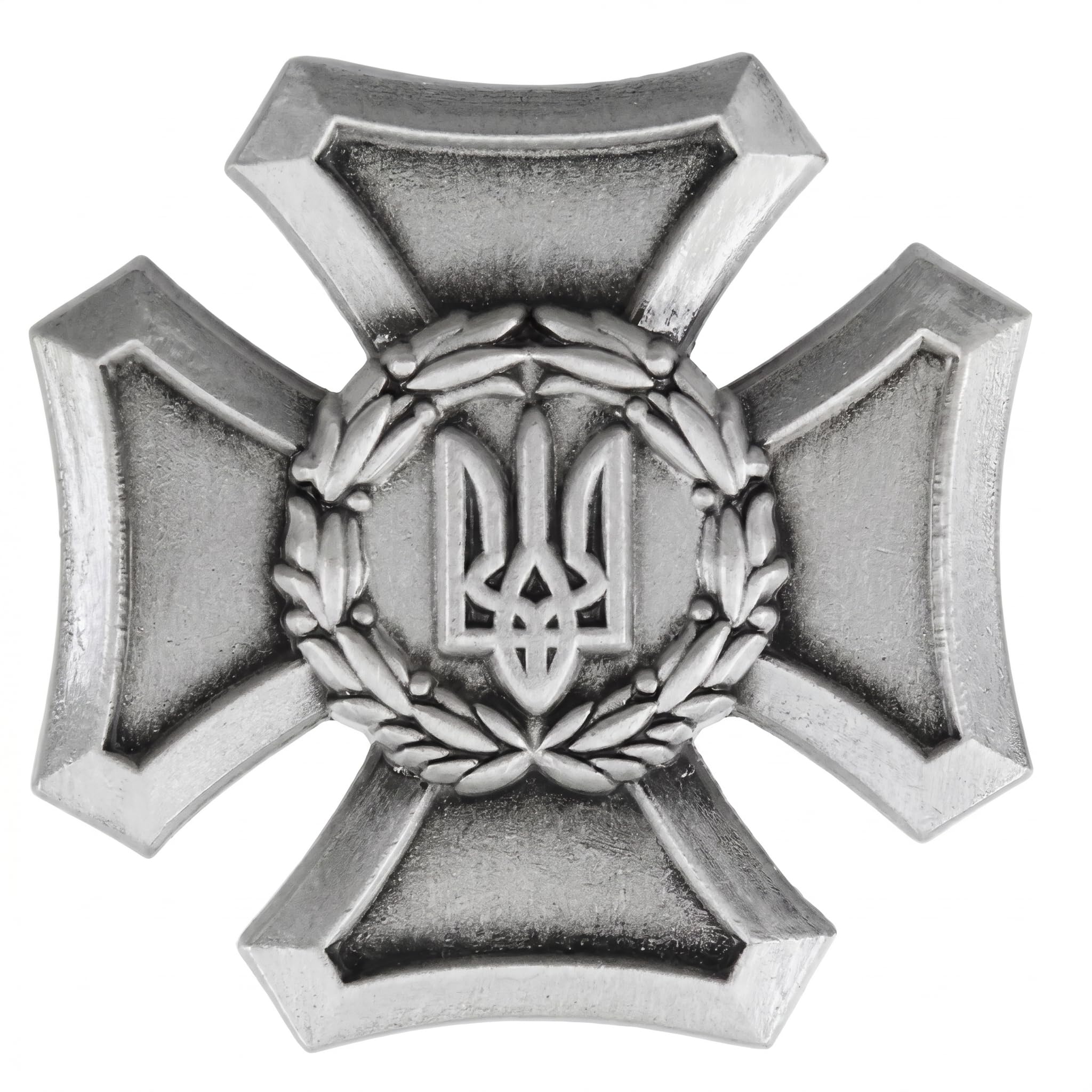 FREECROWS Ukrainian Heritage Iron Cross – Professional Cossack Trident Relief – Antiqued Silver-Toned Patriotic Achievement – Historical Military Gallery Artifact