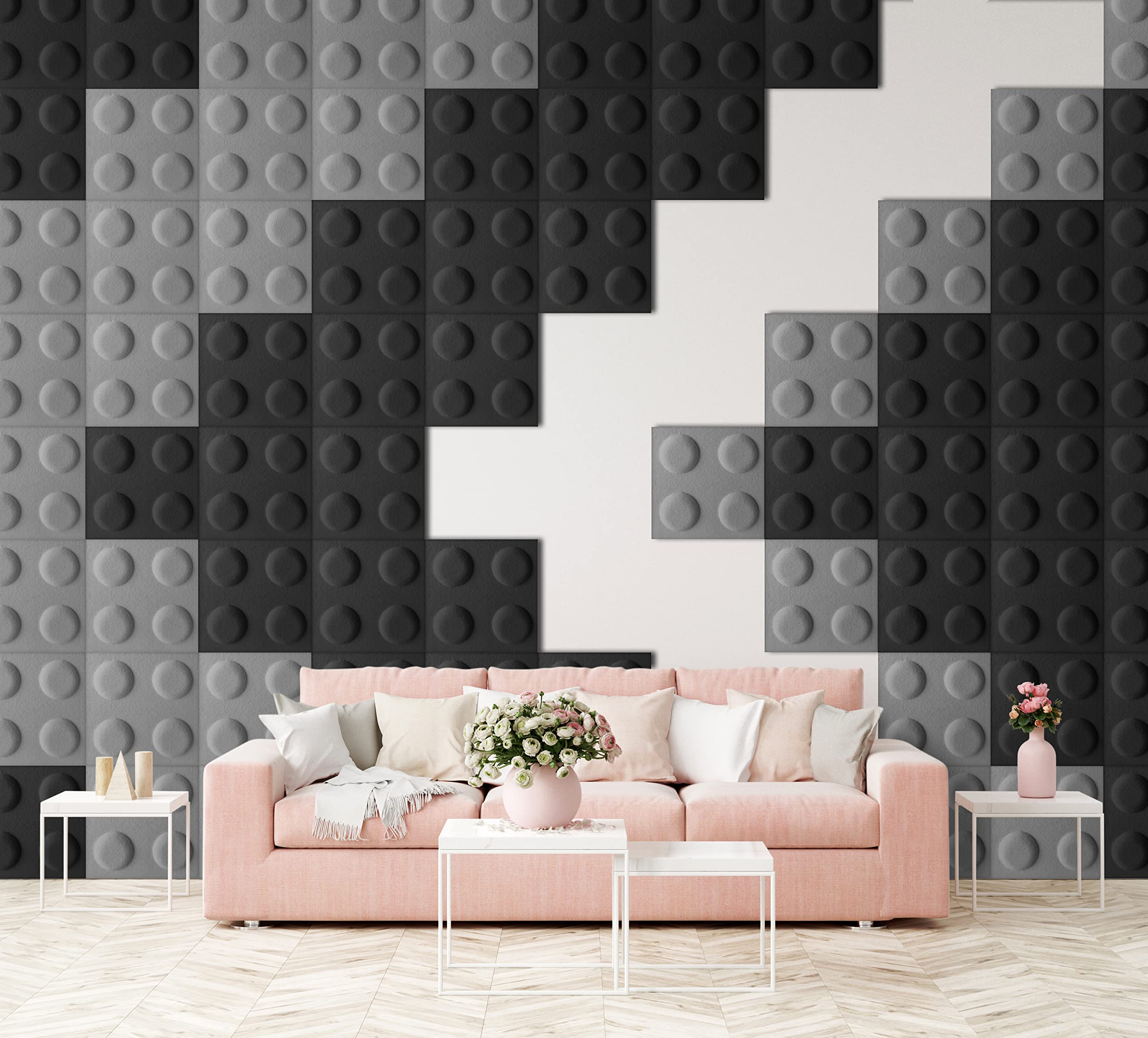 3D Panele ścienne do pokoju dziecięcego I Akustyczne poduszki ścienne z filcu w formie klocków I Dekoracja i osłona ściany I 3D panele do dekoracji pokoju dziecięcego
