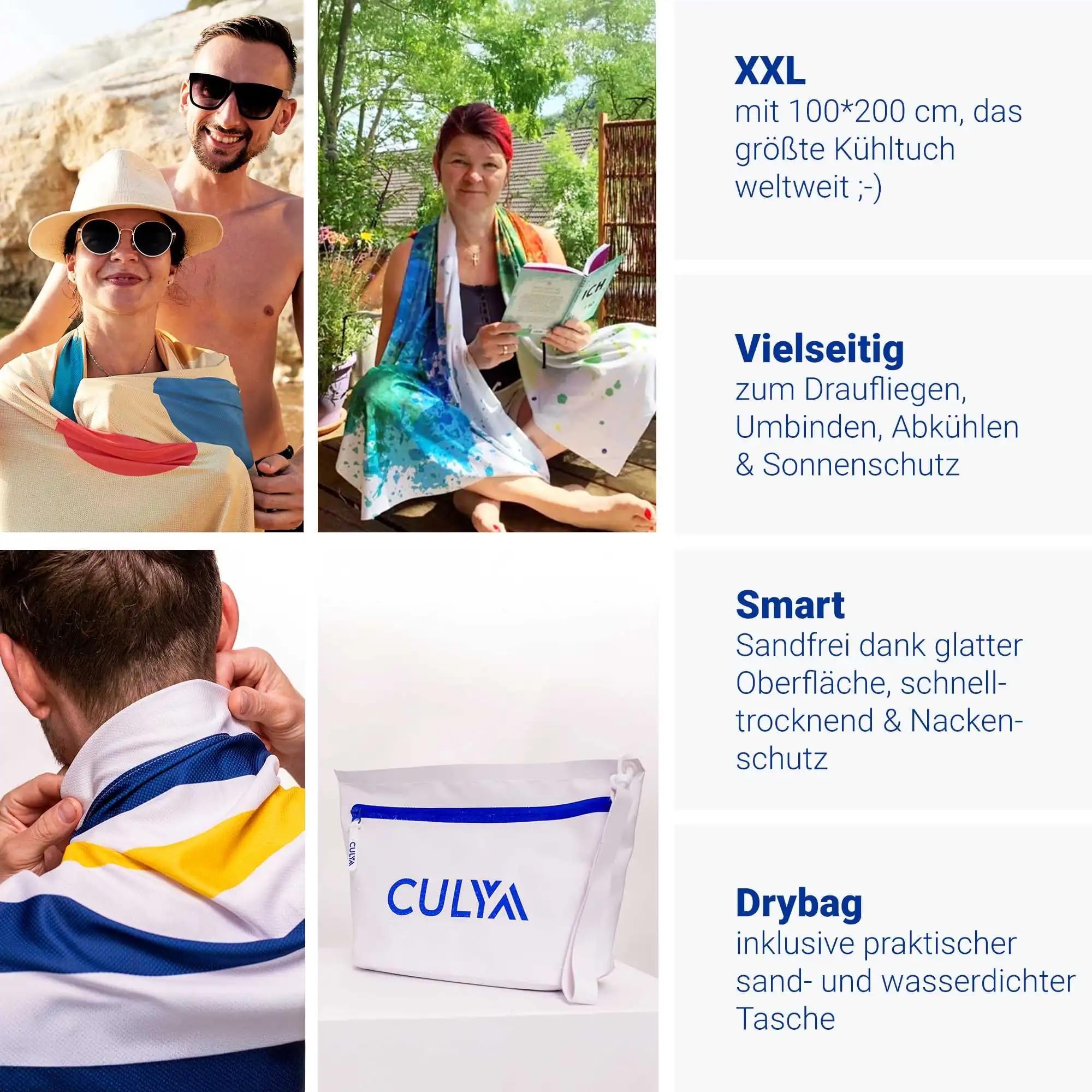 Kühlendes Strandtuch 200×100 cm aus Mikrofaser – Schnelltrocknendes & Sandfreies Kühlhandtuch für Strand, Reisen & Sport