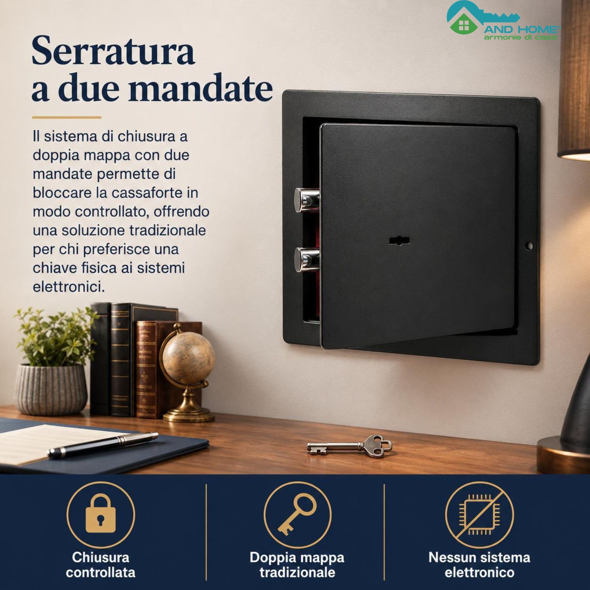 Cassaforte a Muro con Chiave (21 x 31 x 15) - Acciaio Speciale