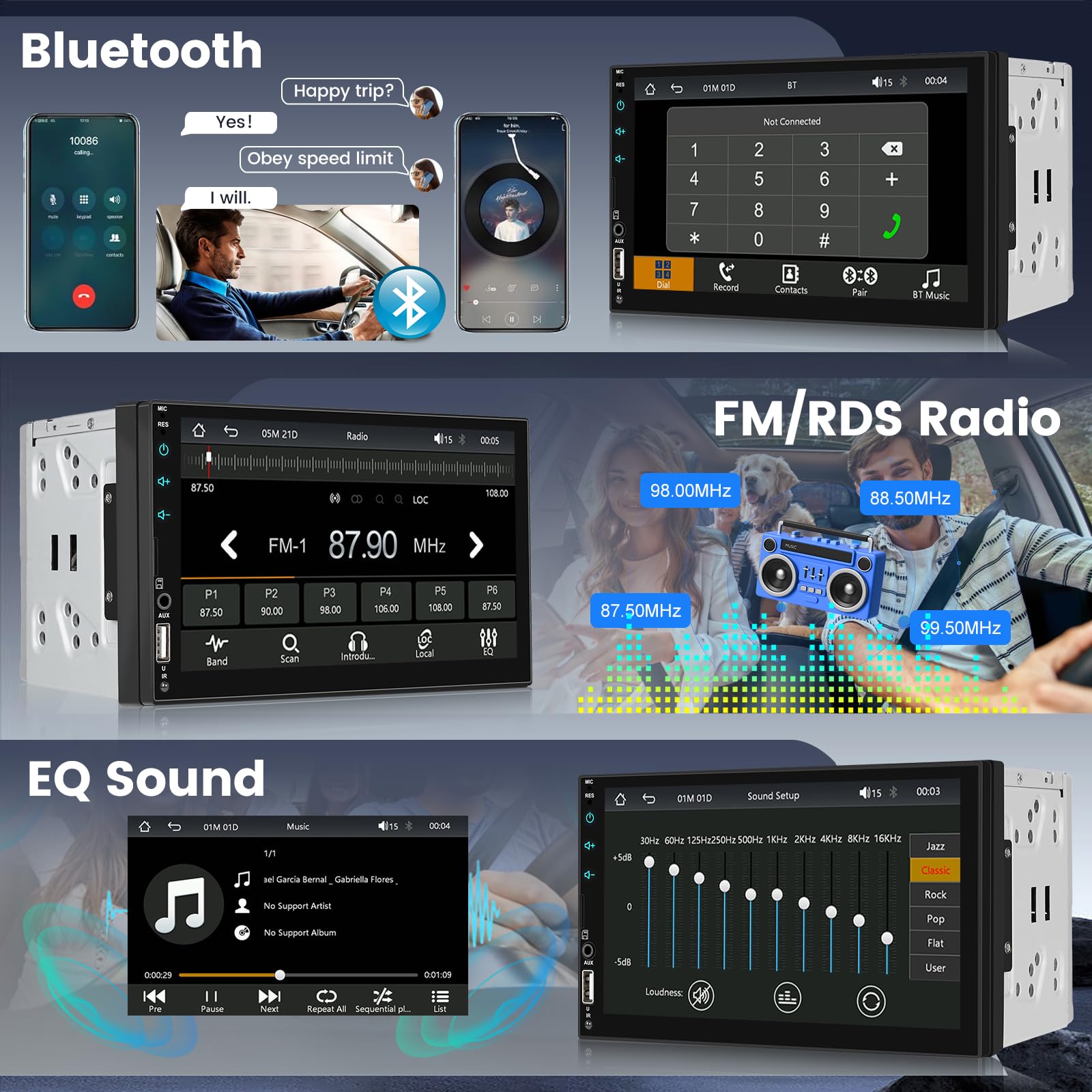NHOPEEW Radio samochodowe 2 DIN, DAB – 7 cali, obsługuje bezprzewodowe CarPlay Android Auto Mirror Link sterowanie kierownicą + kamera cofania 12 LED