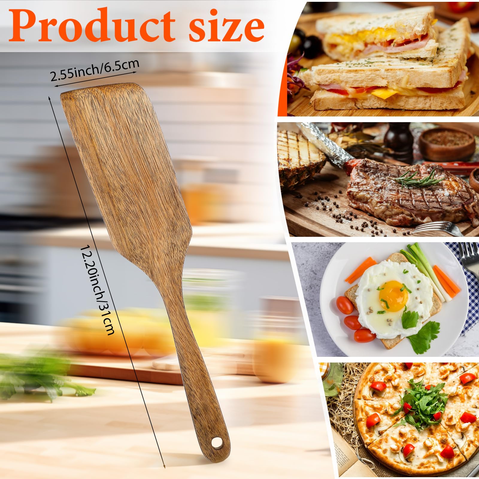 wooden spoon cooking spatula utensil wood spurtle scraper kitchen ladle bowl pancake food tilly living baking wok egg flipper oven cookware whisk scoop heat resistant pot holder fish home bakery sour - Image 2