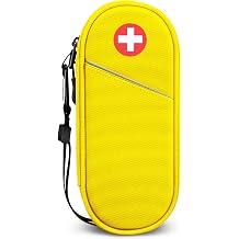 SITHON EpiPen Medical Carrying Case Insulated, Travel Medication Organizer Bag Emergency Medical Pouch Holds 2 EpiPens, Asthma Inhaler, Anti-Histamine, Auvi-Q, Allergy Medicine Essentials, Yellow