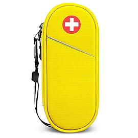 SITHON EpiPen Medical Carrying Case Insulated, Travel Medication Organizer Bag Emergency Medical Pouch Holds 2 EpiPens, Asthma Inhaler, Anti-Histamine, Auvi-Q, Allergy Medicine Essentials, Yellow