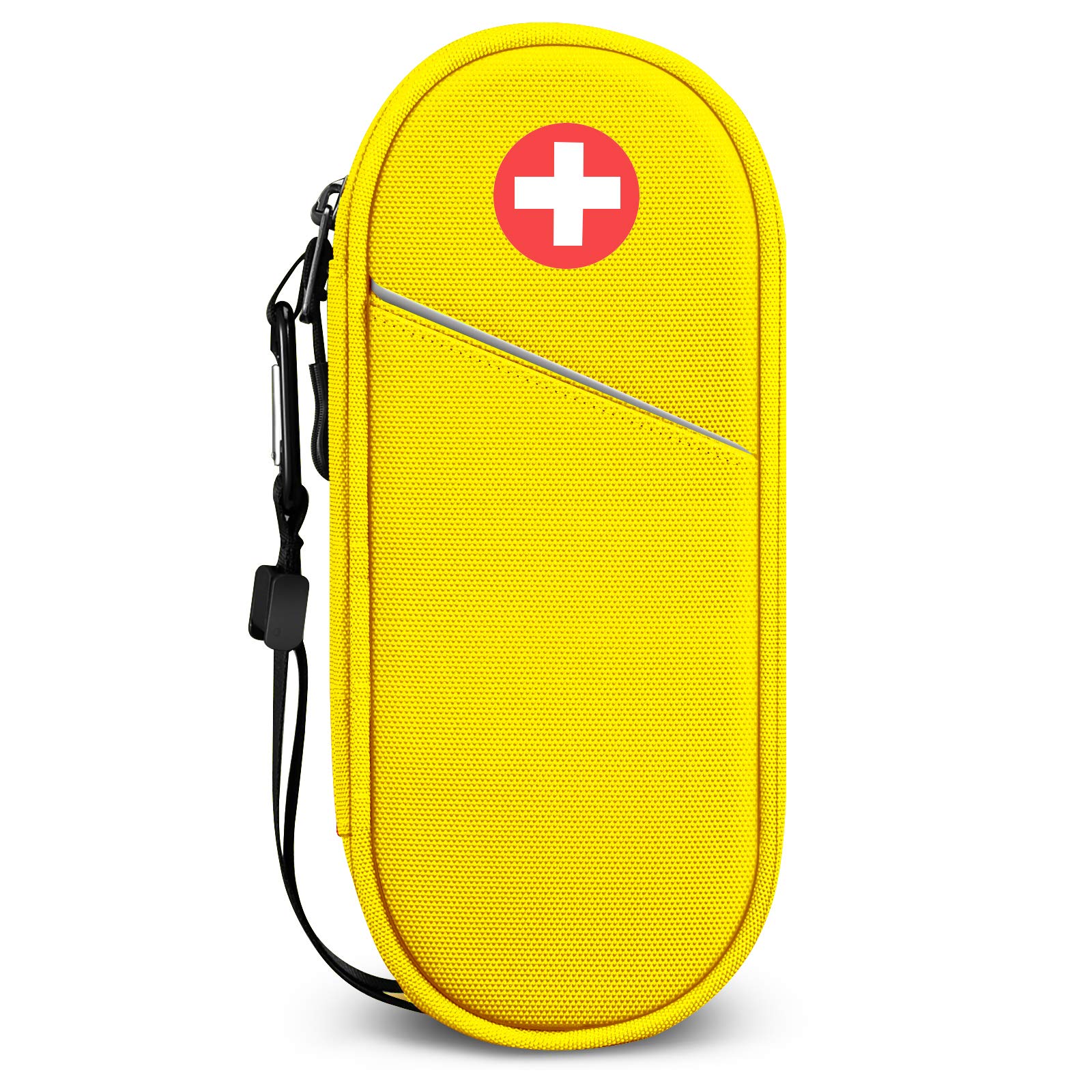 SITHON EpiPen Medical Carrying Case Insulated, Travel Medication Organizer Bag Emergency Medical Pouch Holds 2 EpiPens, Asthma Inhaler, Anti-Histamine, Auvi-Q, Allergy Medicine Essentials, (Yellow)
