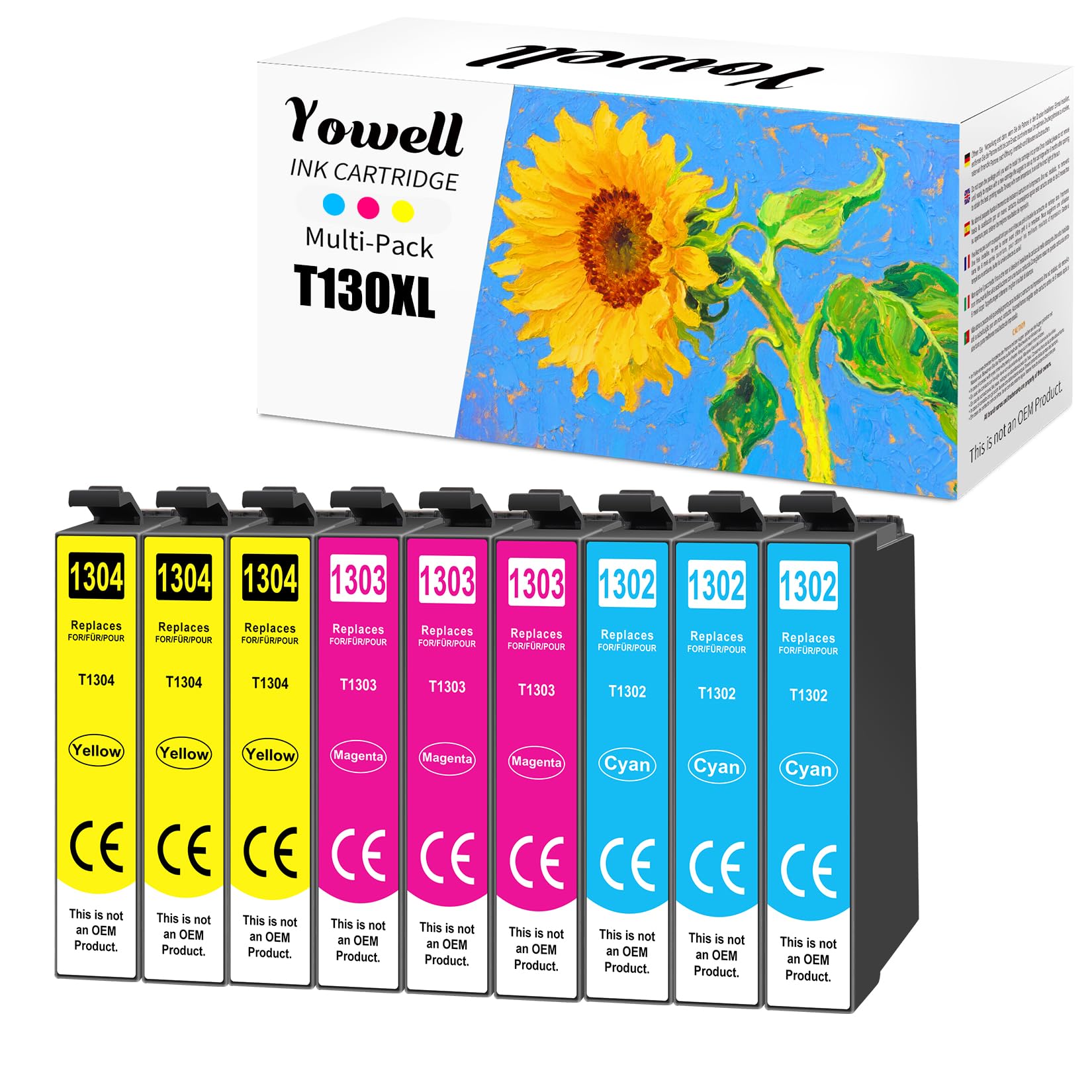 Yowell 9X T1306 Druckerpatronen Kompatibel für Epson T1306 T1302 T1303 T1304 für Stylus SX525WD SX535WD SX620FW Office B42WD BX925FWD BX635FWD Workforce WF-3520DWF WF-7525 WF-7015
