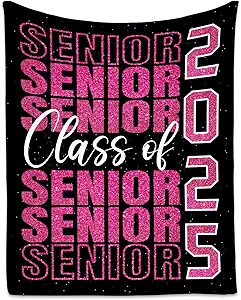 Graduation Blanket - Class of 2025 Graduation Gifts for Her or Him - 40"x50" Flannel Warm Throw Decorations - Senior 2025 Red Blankets for College, High School