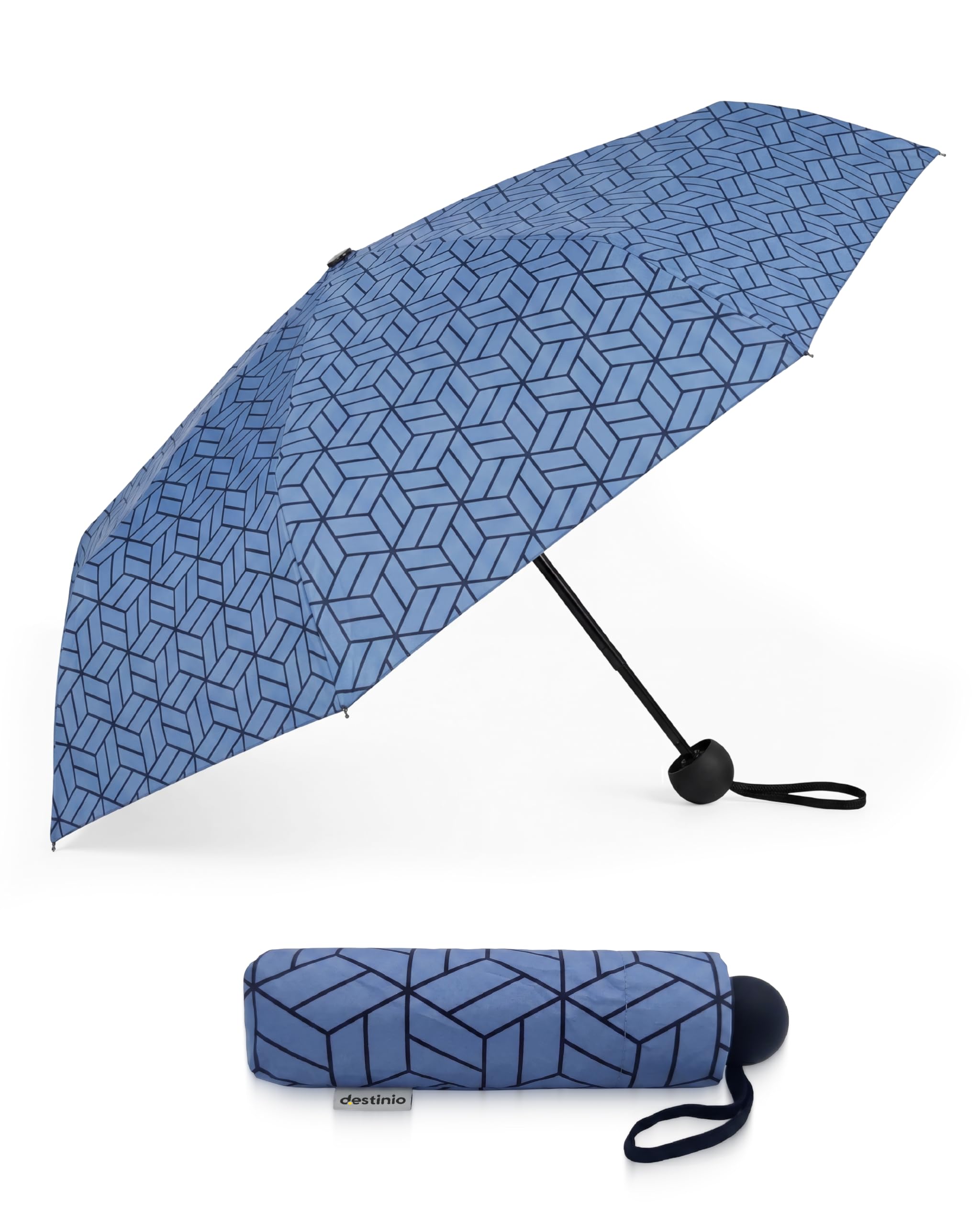 Capsule Umbrella, 5 Fold Manual Open 19 Inch Small Umbrella for Women and Men with UV Coating for Sun Protection, Foldable Mini Umbrellas for Rain and Sun (Navy Blue Printed)-image-44