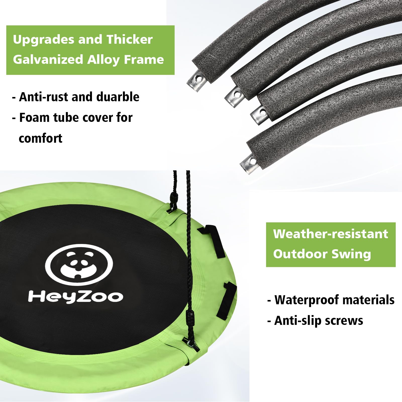 HeyZoo Tree Swing, Saucer Swing 40 Inch for Kids, 900lbs Weight Capacity, with Adjustable Hanging Straps, for Backyard and Outdoor Playground, Yellow-Green